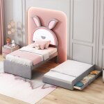 Lit denfant lit rembourr� 90 x 200 cmtissu velours canap� - lit simple rembourr� multifonctionnel avec ...