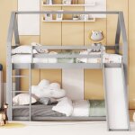 Lit superpos� enfant 140x200 cm avec toboggan et �chelle chambre denfant lit cabane double structure ...