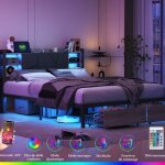 Lit double lit 140�200 avec chargement usb 2 tiroirs lit adulte pour 2 personnes sommier m�tallique avec ...