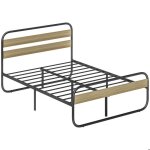 Lit double 140 x 190 cm - homcom - cadre de lit en acier - style industriel - tte de lit et sommier ...