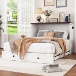 Lit escamotable - singularity - lit escamotable mobile - 140 x 200 - avec tiroirs - ports usb - blanc ...