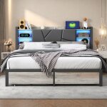 Lit double 140x190 cm - luminarix - lit 140x190 cm en mtal - cadre de lit adulte avec led - sommier ...