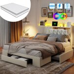 Lit double 140x190 avec matelas luminarix lit adulte avec sommier led et usb 3 tiroirslit 2 personnes ...