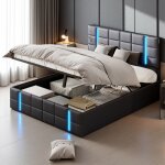Lit double 160x200 adulte coffre - hydraulique silencieux led rgb & usb - design moderne Élégant avec ... Lit double 160x200 adulte coffre - hydraulique silencieux led rgb & usb - design moderne Élégant avec ...