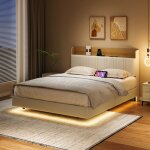 Lit 160x200 - adwolt - adwolt - led int�gr� - t�te de lit rangement et usb - sommier inclus