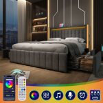 Lit double 160x200 cm avec chargement usb type c �clairage led et 4 tiroirslit adulte rangement cadre ...