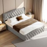 Lit double 160x200 - lit coffre adulte - m�canisme silencieux - rangement int�gr� - design moderne