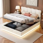 Lit double 160x200 - lit coffre adulte - syst�me hydraulique silencieux - �clairage rgb - design moderne ...