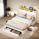 Lit double 160x200 led lit rembourré en velours avec 4 tiroirs lit adulte avec usb et type - c tête de ... Lit double 160x200 led lit rembourré en velours avec 4 tiroirs lit adulte avec usb et type - c tête de ...
