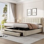 Lit double 180x200 cm avec rangement et tiroirs sommier a lattes lit coffre lit double grand espace de ... Lit double 180x200 cm avec rangement et tiroirs sommier a lattes lit coffre lit double grand espace de ...