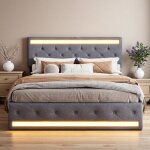 Lit double 180x200 avec rangement intgr et clairage led - lit coffre avec tiroirs design moderne pour ...