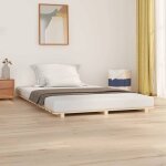 Lit double 2 personnes cadre de lit 140x190 cm bois de pin massifsans matelas adulte61583342
