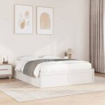Lit double 2 personnes cadre de lit blanc 140x190 cm bois de pin massifsans matelas adulte37296209