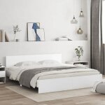 Lit double adulte cadre de lit avec led - solomon - blanc 200x200 cm jills 96882