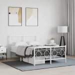 Lit double adulte cadre de lit m�tal - solomon - et pied de lit blanc 120x190 cm jills 39351