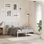 Lit double adulte cadre de lit m�tal - solomon - et t�te de lit - blanc 120x190 cm jills 92281