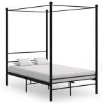 Lit double adulte / enfant - cadre de lit - 2 personnes classique - � baldaquin - sans matelas noir 140x200cm ...