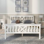 Lit double en bois 140 x 200 cm - avec tte de lit et sommier  lattes - pour adultes enfants adolescents ...