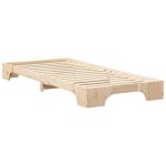 Lit double bois - kenneth - structure de lit - 2 personnes - sur�lev� avec stockage - marron bois massif ...