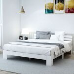 Lit 140x200cm lit double en bois massif cadre de lit avec tête de lit en bois massif lit en pin avec ... Lit 140x200cm lit double en bois massif cadre de lit avec tête de lit en bois massif lit en pin avec ...