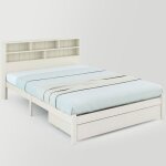 Lit double en bois massif 140 * 200 cm avec tête de lit de rangement et grands tiroirs sommier à lattes ... Lit double en bois massif 140 * 200 cm avec tête de lit de rangement et grands tiroirs sommier à lattes ...