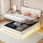 Structure de lit lit 140x190 cm lit coffre 140 x 190 cm led sommier � lattes cadre de lit avec et t�te ...