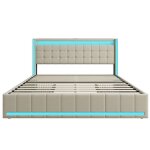 Lit double capitonn 160x200 cm avec 4 tiroirs lit 140x200 avec sommier led et usb sommier  lattes inclus ...