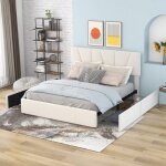 Lit double lit capitonné lit adulte 140 x 200 cm avec 4 tiroirs et tête de lit réglable et sommier à ... Lit double lit capitonné lit adulte 140 x 200 cm avec 4 tiroirs et tête de lit réglable et sommier à ...