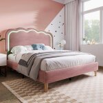 Lit double capitonn� - leytn - 140 x 200 cm avec sommier � lattes �clairage led t�te de lit r�glable ...