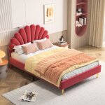 Cadre de lit double ptale en velours 140x200 cm - lit avec sommier  lattes bois lit double - assemblage ...