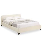 Lit double ravello 140x190 cm revtement en tissu lit style moderne pour 2 personnes cadre de lit avec ...