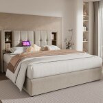 Cadre de lit coffre - singularity - ab20359394n - recharge sans fil & usb - c - t�te de lit rangement ...