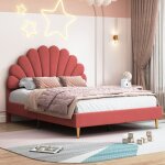 Lit double rembourr 140x200 cmlit pour enfant avec tte de lit en forme de fleur et sommier  lattesvelours ...