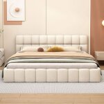 Lit double rembourr� 140x200lit capitonn�lit bubble avec sommier � latteslit 2 personneslit pour adultelinbeig ...