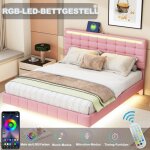 Lit capitonne fille 160 x 200 cm lit double lit adulte rose led avec sommier  lattes et tte de lit ...