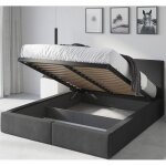 Lit double tapiss� - interbeds - hilton - 120x200 - coffre de rangement ? sommier - cadre en metal - ...