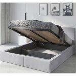 Lit double tapiss� - interbeds - hilton - 120x200 - coffre de rangement ? sommier - cadre en metal - ...