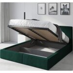 Lit double tapiss - interbeds - hilton - 120x200 - coffre de rangement - sommier - cadre de lit en mtal ...