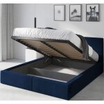 Lit double tapissé - interbeds - hilton - 140 x 200 - coffre de rangement ? sommier - cadre en metal ... Lit double tapissé - interbeds - hilton - 140 x 200 - coffre de rangement ? sommier - cadre en metal ...