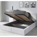 Lit double tapiss� - interbeds - hilton - 140x200 - coffre de rangement ? sommier - cadre en metal - ...