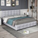 Lit double en velours 180x200 cm avec 4 tiroirs - sommier  lattes dossier moelleux et pieds stables ...