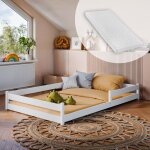 Lit enfant 120x200 cm - matelas et sommier inclus - lit au sol - lit montessori - lit simple en bois ...
