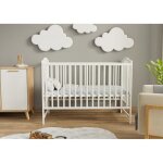 Lit enfant paris 120x60 cm ? lit bb rglable en hauteur en bois massif ? lit  barreaux avec vernis ...