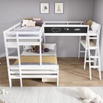 Un lit enfant 140 * 200cm et deux lits enfant 90 * 200cm peuvent accueillir 3 personnes avec tiroir bureau ...