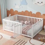 Lit enfant 140x200 cm cadre de lit en bois avec clture et porte lit simple a pas de sommier  lattes ...