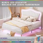 Lit enfant 140x200 cm lit double 2 personnes en cuir pu avec �clairage led sommier � lattes et dossier ...