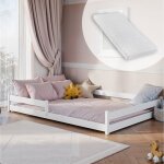 Lit enfant 140x200 cm - matelas et sommier inclus - lit au sol - lit montessori - lit simple en bois ...