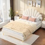 Lit enfant 140x200 avec sommier � lattes - lit fille avec t�te forme fleur - lit double 140x200 cm en ...