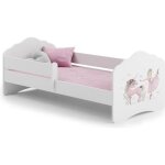 Lit enfant fala 160 x 80 cm avec sommier + matelas + barrière de sécurité avec motif de fillette avec ... Lit enfant fala 160 x 80 cm avec sommier + matelas + barrière de sécurité avec motif de fillette avec ...