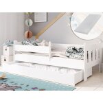 Lit enfant 180x80 cm - matelas et sommier inclus - avec tiroir et barri�re de lit - lit simple �volutif ...